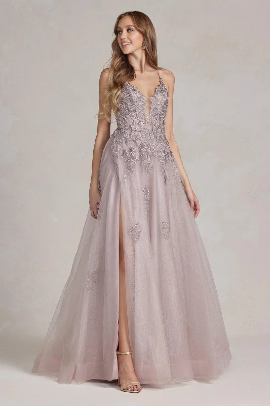 Nox Anabel G1149 Long Spaghetti Strap Sexy Prom Tulle Gown