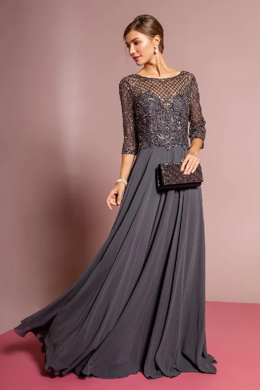 Beads Embellished Bodice Chiffon Long Dress Sale