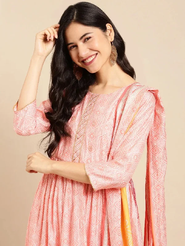 Women's Peach Printed Kurta Set-SKC-3330-Peach