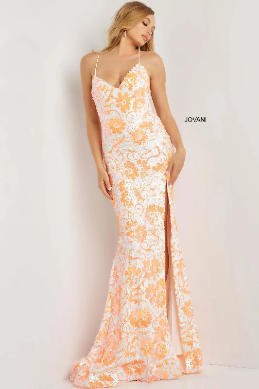 Jovani 08255 Spaghetti Strap Long Formal Gown