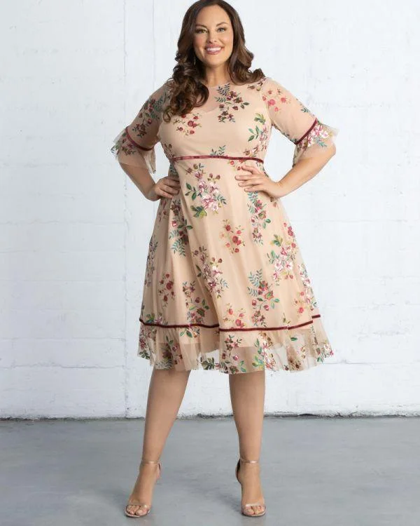 Kiyonna Short Formal Floral Dress