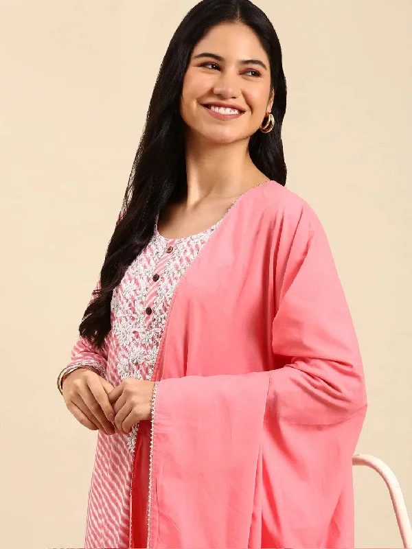 Women's Pink Tie Dye Kurta Set-GW-215-Pink