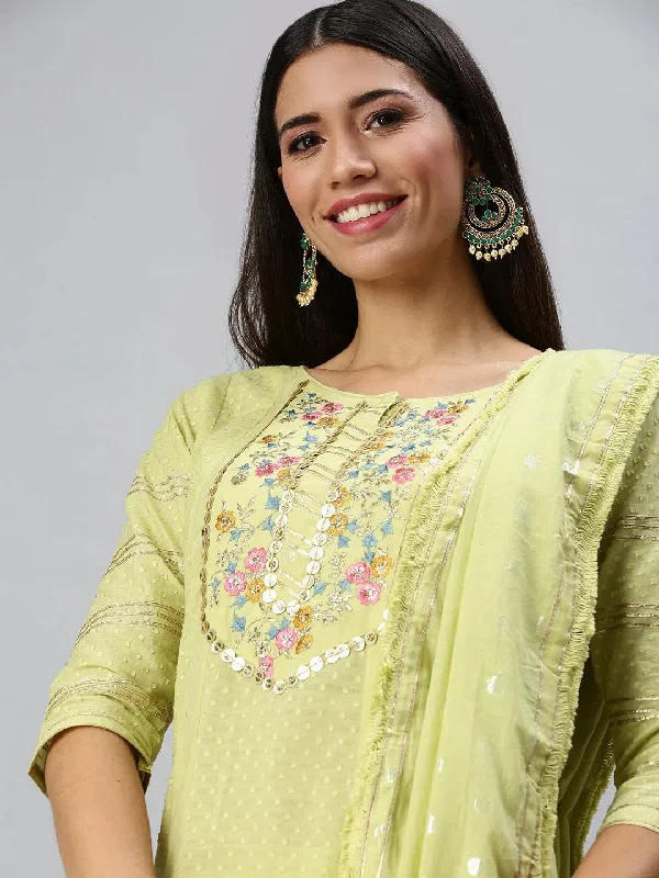 Women's Green Graphics Kurta Sets-SB24025-Green