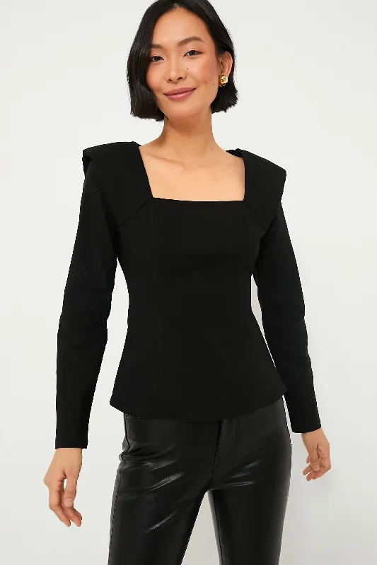 Black Long Sleeve Hepburn Blouse