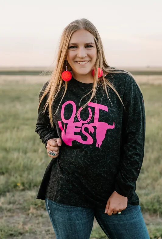 Grungy Gringa Two Pink Fly Out West Long Sleeve