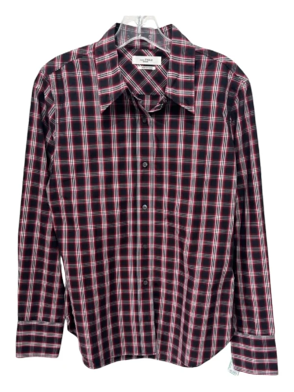 Isabel Marant Etoile Size 40 Black, Red, White Cotton Long Sleeve Plaid Top