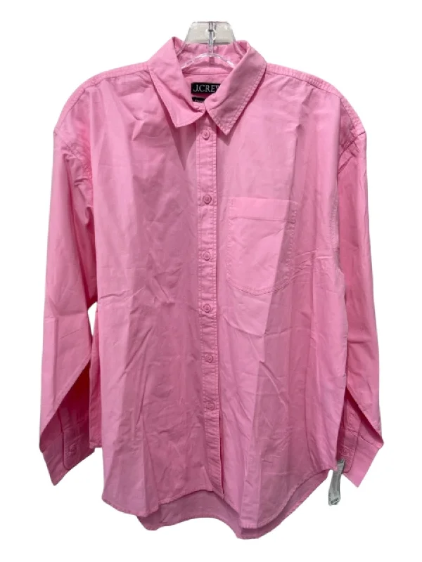 J Crew Size XS Pink Cotton Long Sleeve Button Up Collar One Pocket Top