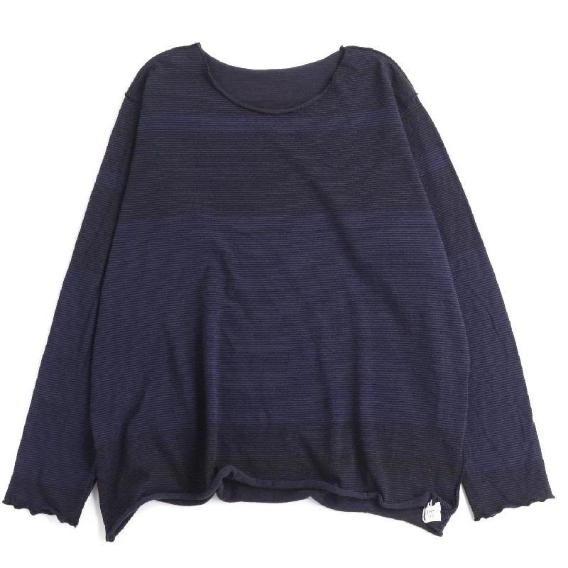 TAMAKI NIIME Cotton Long Sleeve Reversible Tee - Midnight Stripes