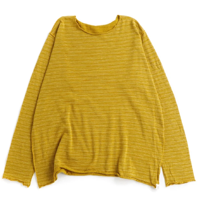 TAMAKI NIIME Cotton Long Sleeve Reversible Tee - Mustard Rays