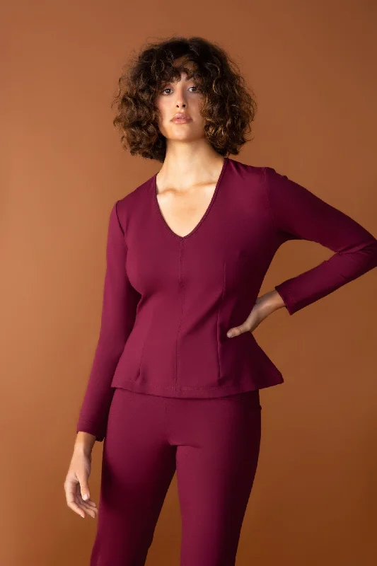 Cabernet Veronica Ponte Long Sleeve Sleeve Top