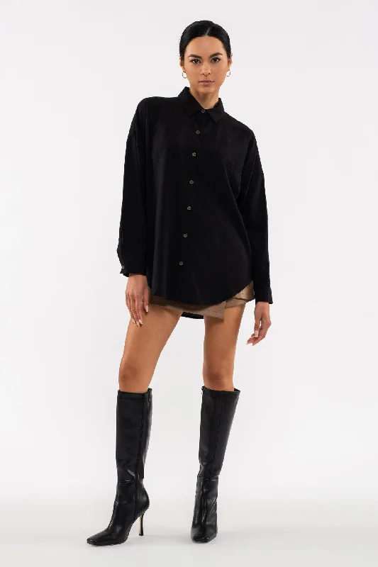 Faint Pinstriped Button Down Long Sleeve Collared Top