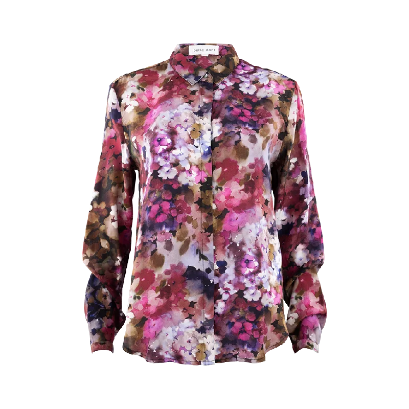 Flower Print Hipster Long Sleeve Blouse