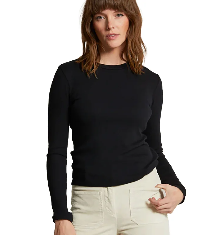 Perfect White Tee Women Emma Luxe Rib Long Sleeve Baby Tee