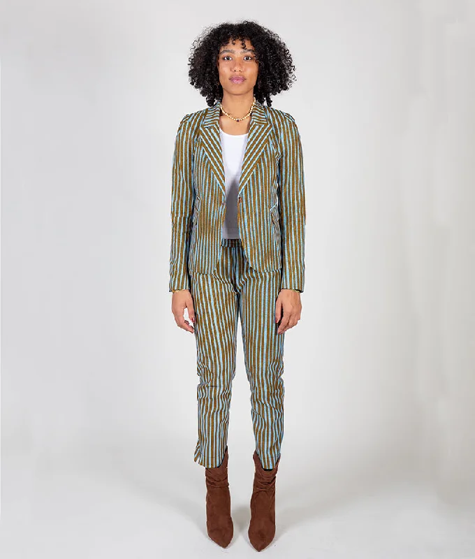 Blaze & Slim Jenny Suit in Blue & Olive Stripes