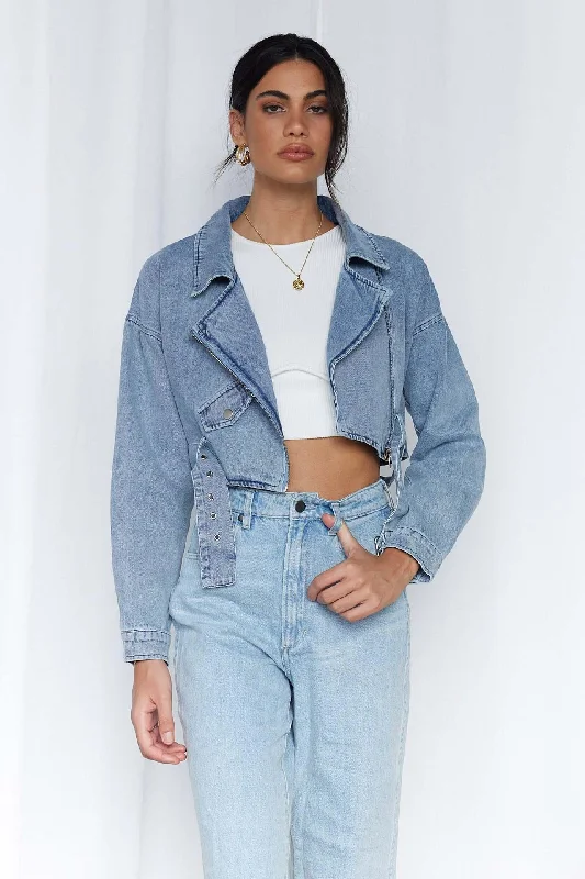 Blue Denim Cropped Jacket