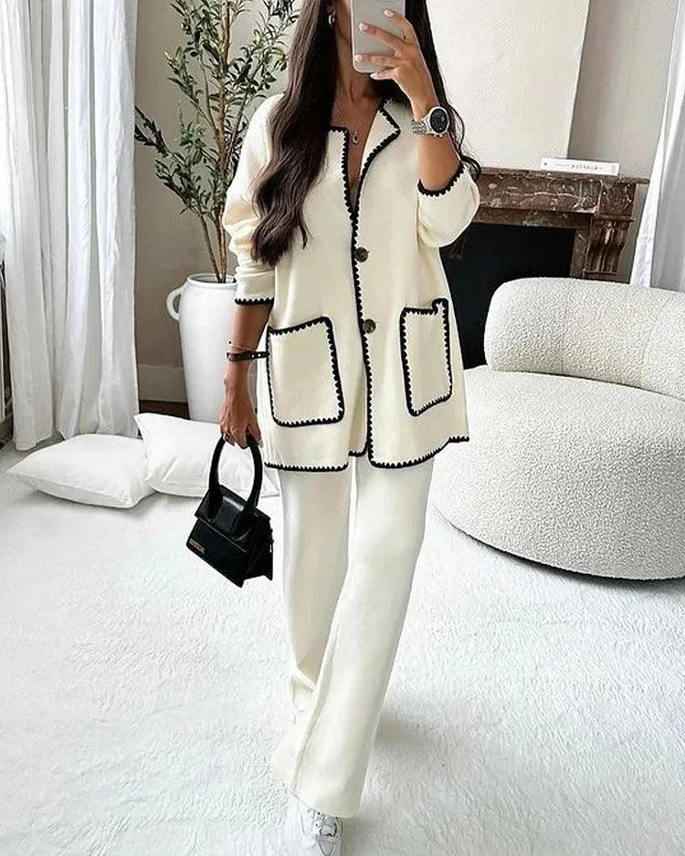 Two-Piece Straight Leg Patchwork Jacket