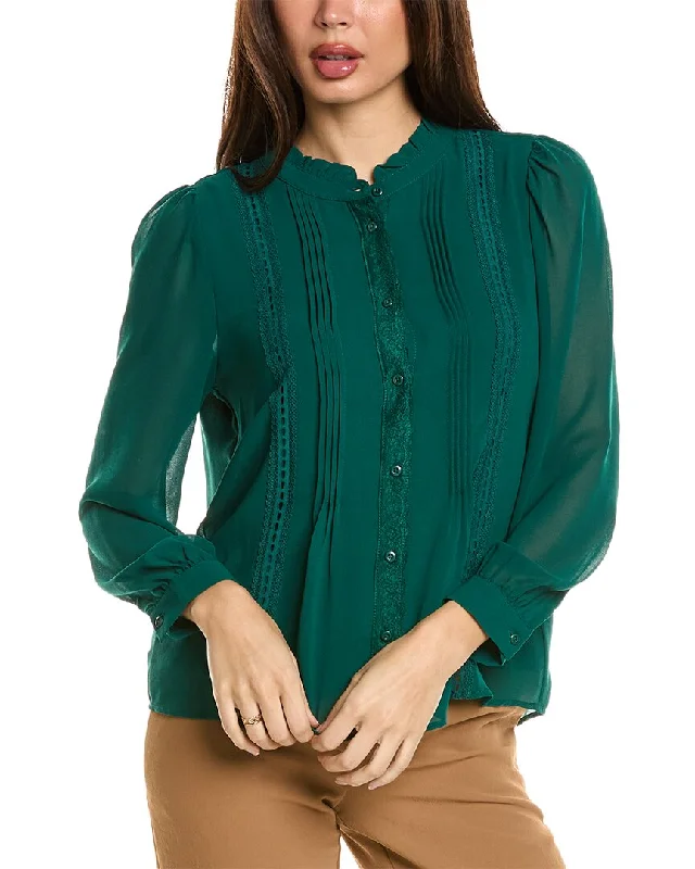 Adrianna Papell Solid Woven Chiffon Shirt