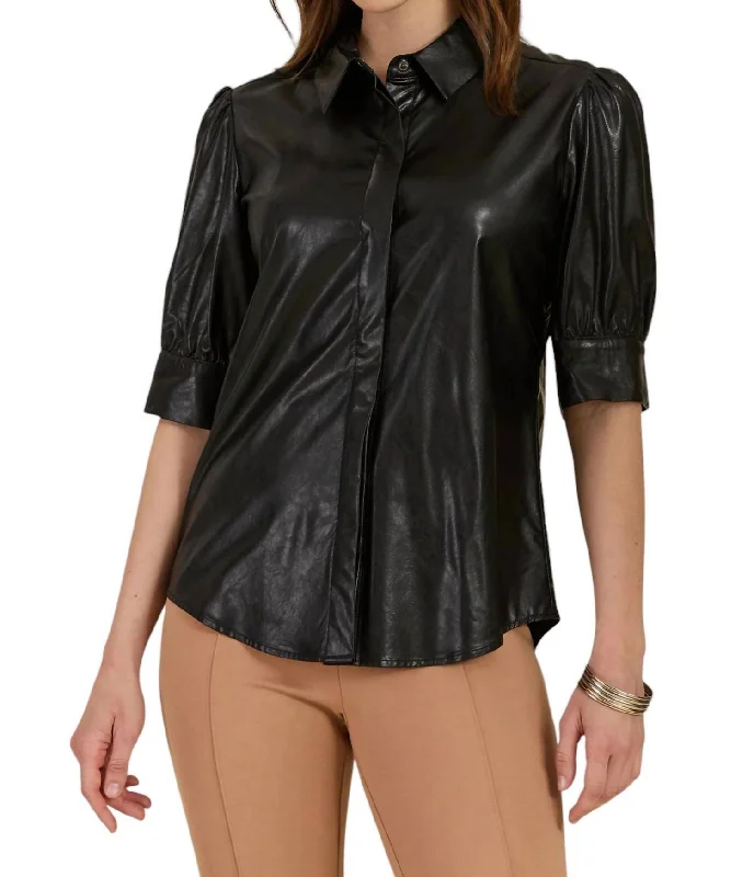 Alice Vegan Leather Shirt In Black