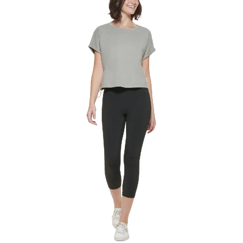 Calvin Klein Women's Bungee Hem Pocket Cotton T Shirt Green