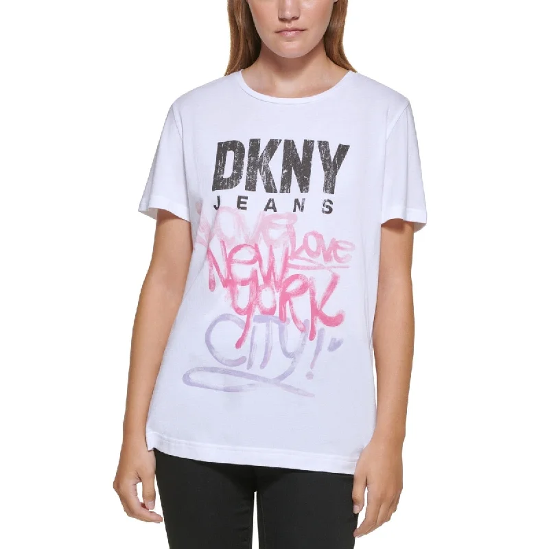 DKNY Women's Graffiti Logo T Shirt White Size Medium