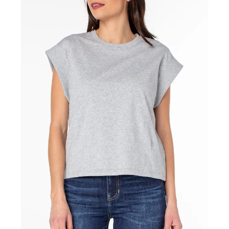 Earnest Sewn Women's Cap Sleeve Cotton Jersey Shirt Gray Size Large