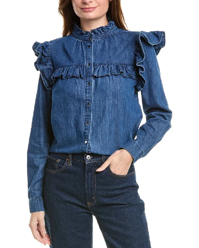 FATE Ruffle Denim Shirt