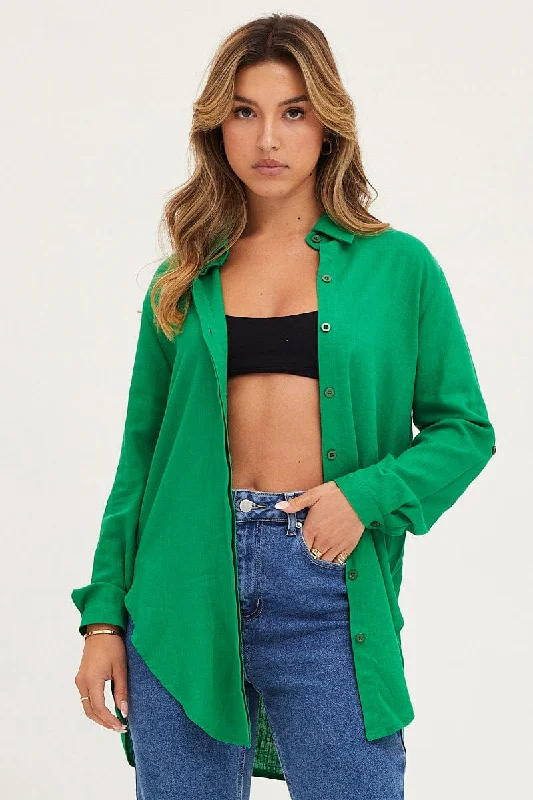 Green Shirt Top Long Sleeve