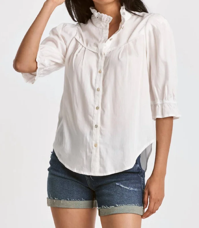 Janella Button Front Shirt In White