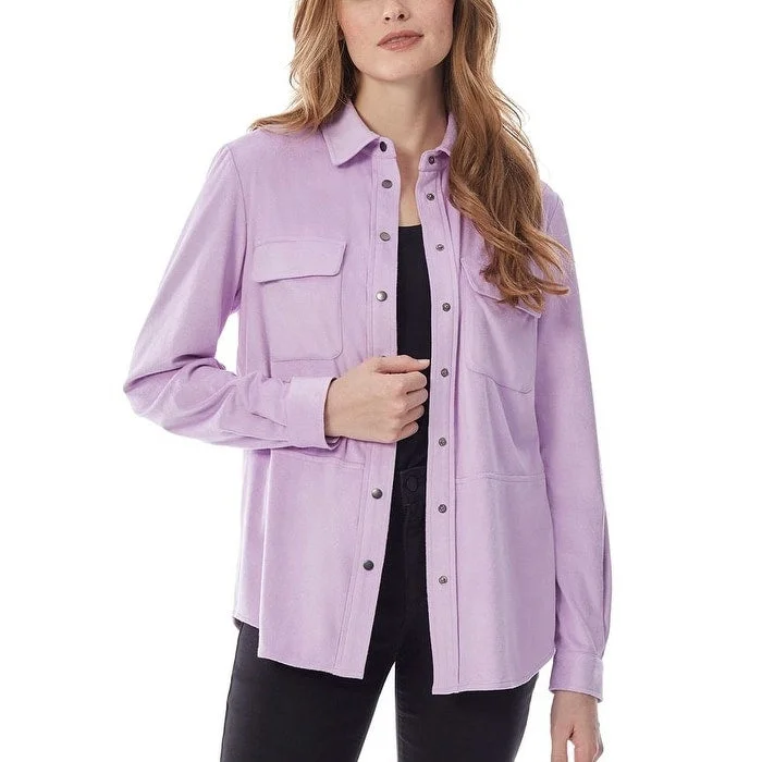 Jones New York Women's Faux Suede Utility Shirt Purple Size X-Large