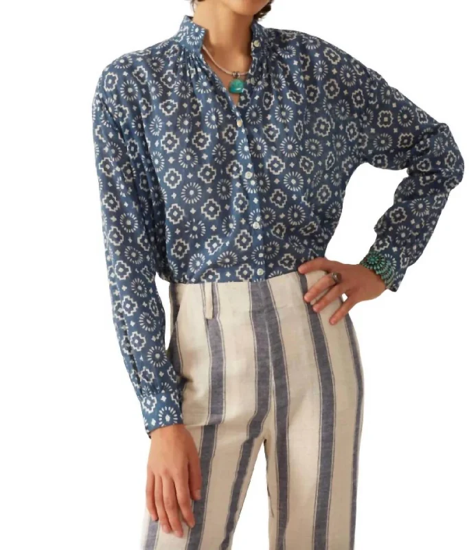 Kiki Mosaic Shirt In Blue Indigo