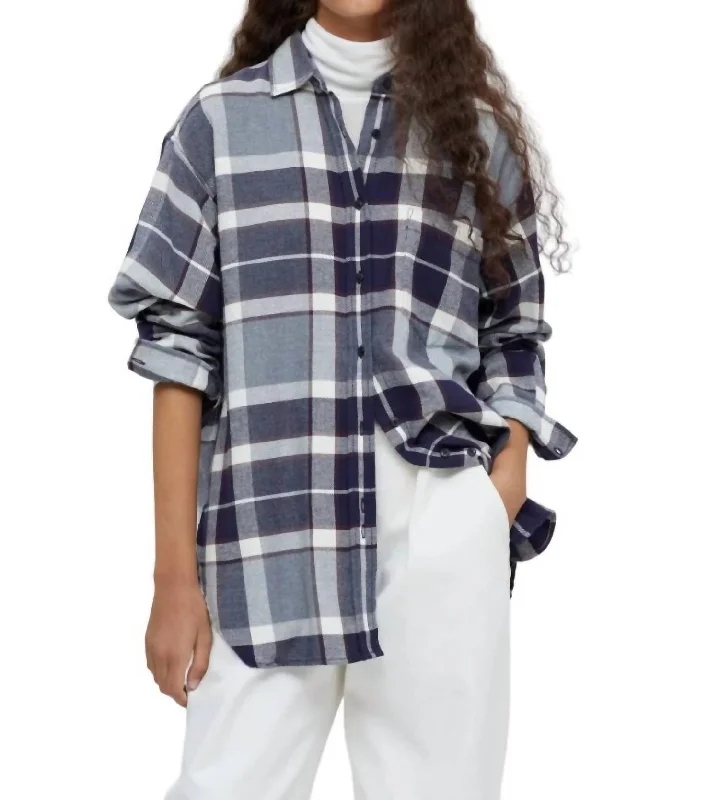 Mira Cotton Flannel Shirt In Dark Night