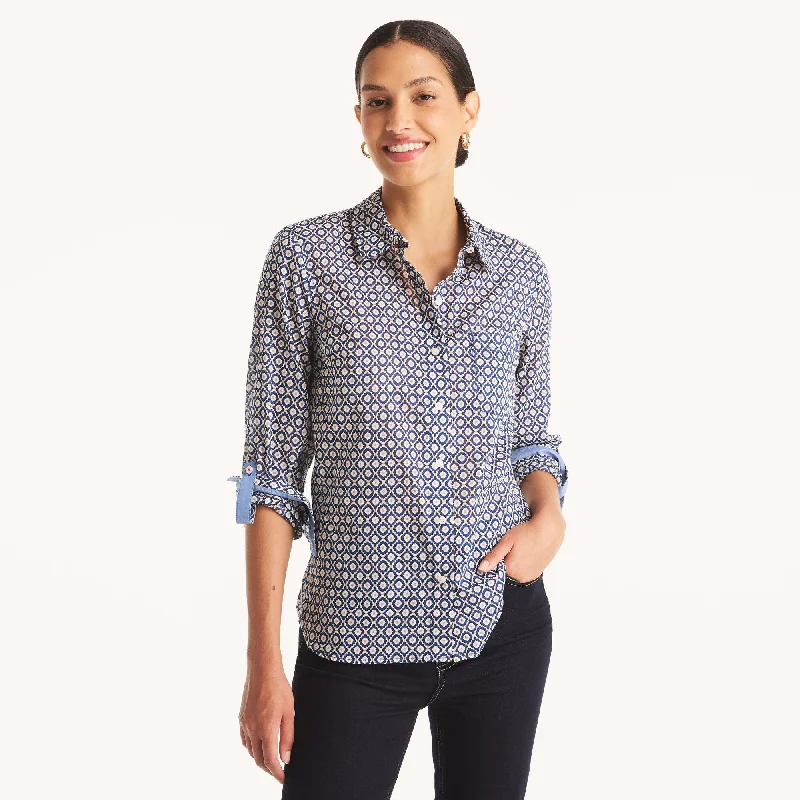 Nautica Womens Printed Button-Up Shirt