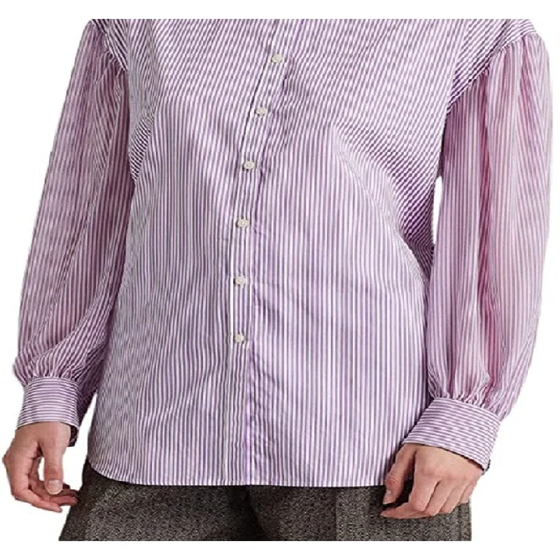 Ralph Lauren Women's Striped Broadcloth Shirt Purple Size Small