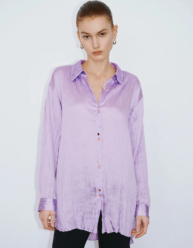 Ruched Button Up Straight Shirt