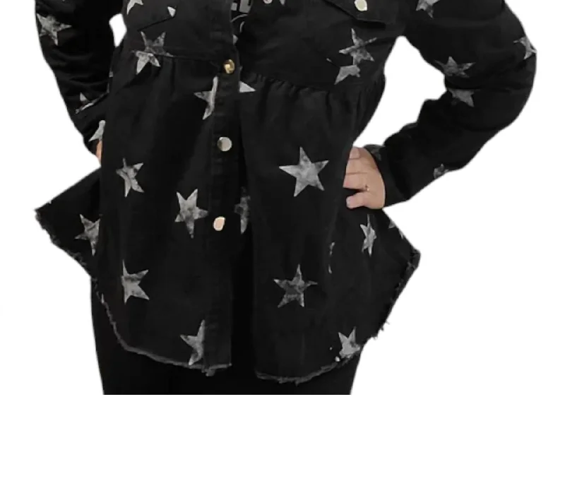 Star Denim Shirt In Black