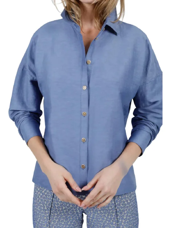 Textured Viscose Shirt In Bluebell