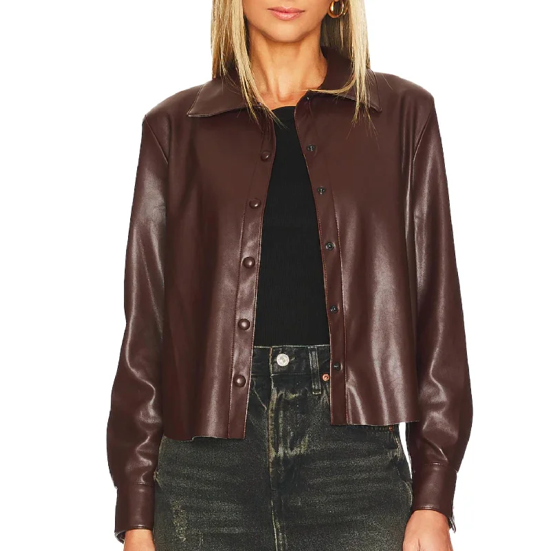 Vegan Leather Shirt In Chocolate