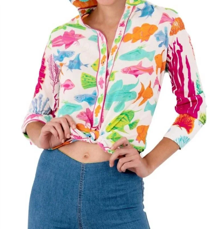 What A Catch Bright Boyfriend Shirt In Multi