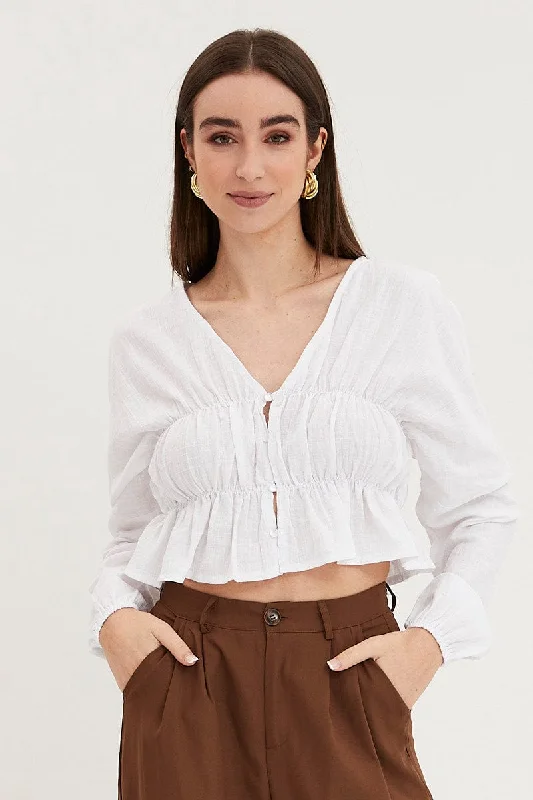 White Shirt Top Long Sleeve