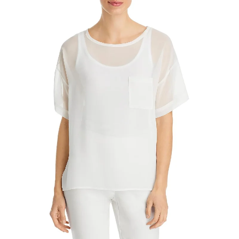 &BASICS Womens Chiffon Pocket T-Shirt