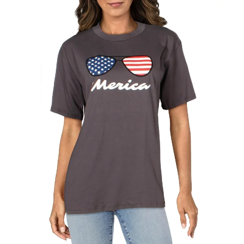 Knit Riot Womens 'Merica Graphic Short Sleeves T-Shirt