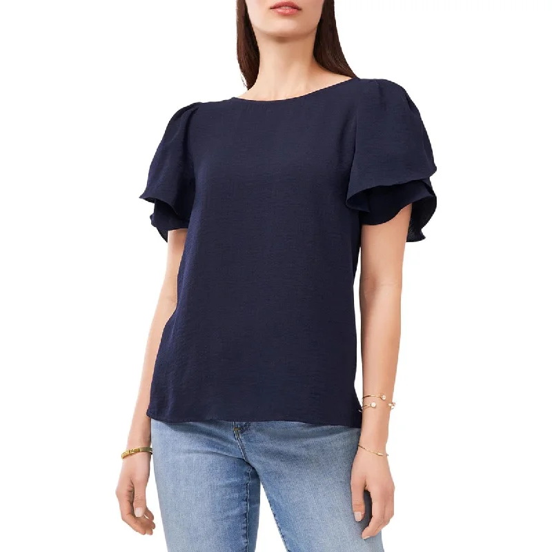 Vince Camuto Womens Flutter Sleeve Crewneck T-Shirt