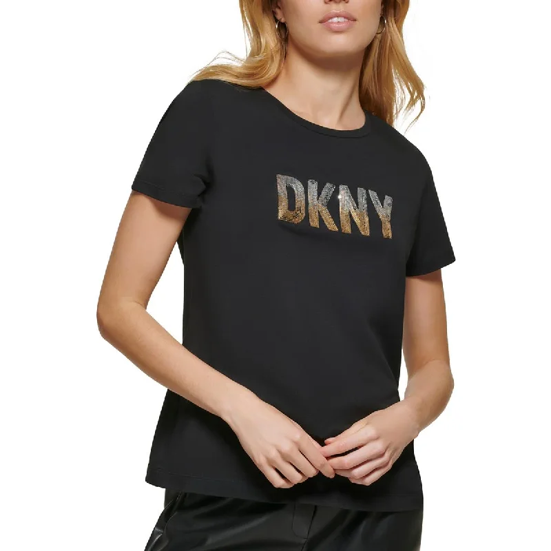 DKNY Womens Cotton Logo Graphic T-Shirt