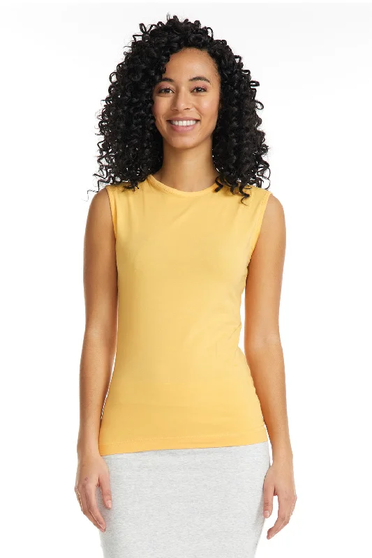 Mango Yellow Sleeveless Crewneck T-Shirt for Women