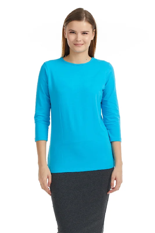 Ocean 3/4 Sleeve Relaxed Fit Crewneck T-Shirt for Women