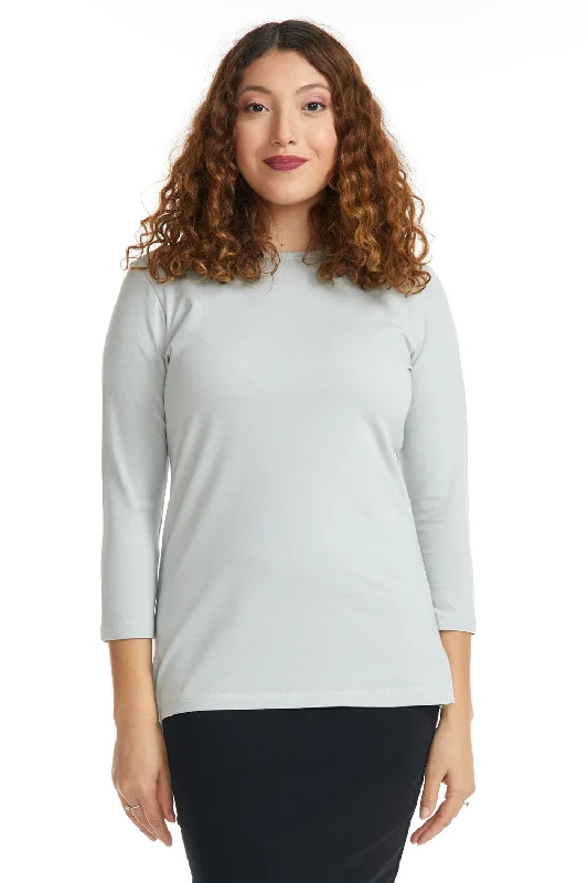 Polar Grey 3/4 Sleeve Relaxed Fit Crewneck T-Shirt