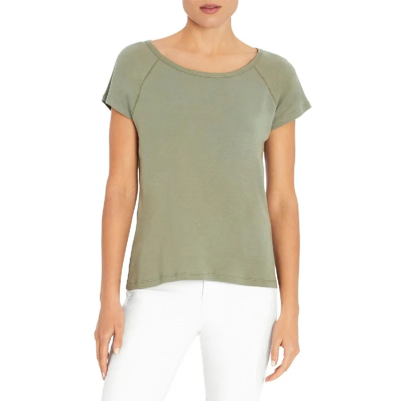 Three Dots Womens Boat Neck Cap Sleeve T-Shirt