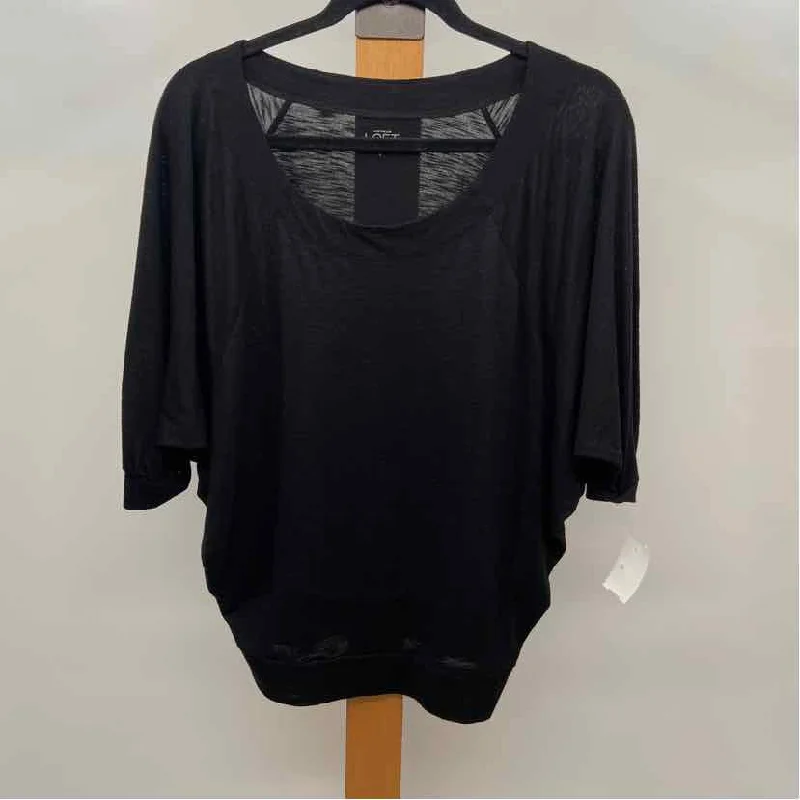 Loft Women's Size S Black Solid Short Sleeve Shirt