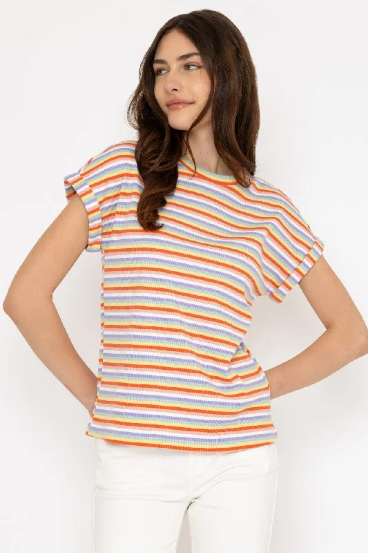 Multicolor Short Sleeve Wide Stripe Tee