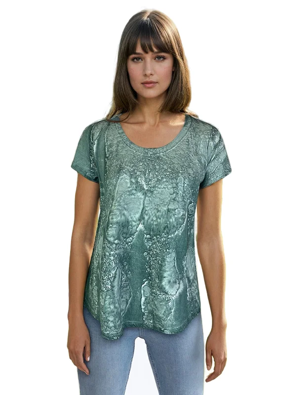 Scoop Neck Short Sleeve Tea Dye Top with Curved Hem (D190738S) Bottle